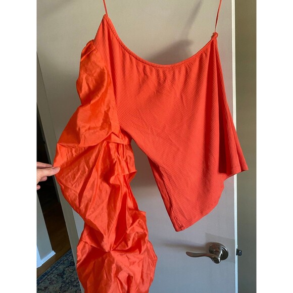 Anthropologie Sunday in Brooklyn One Shoulder Top Medium NWT Orange - Picture 7 of 12
